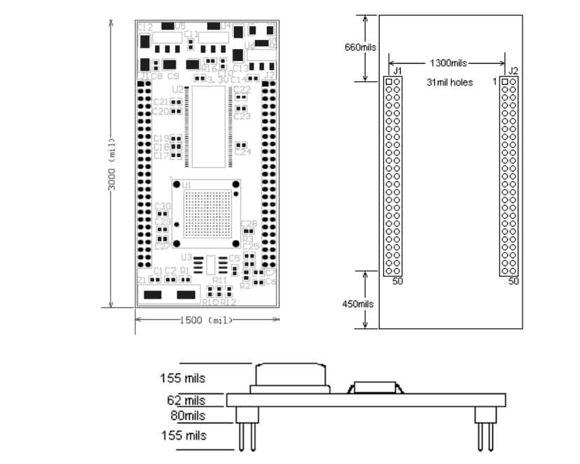 Mechanical Drawing - Amulet Technologies GEMexpress™ II Universal Display Driver Board Mechanical Drawing - Amulet Technologies GEMexpress™ II Universal Display Driver Board