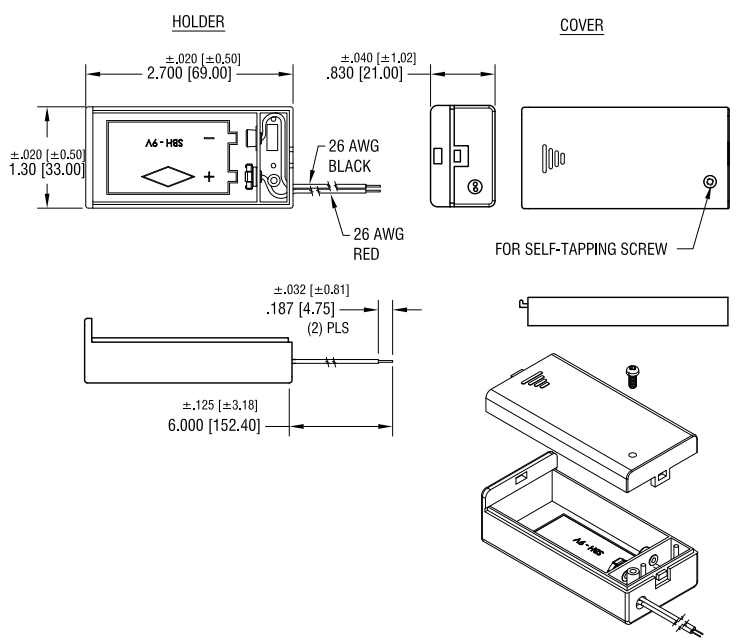 DensiPak 9V Battery Holders Keystone Mouser
