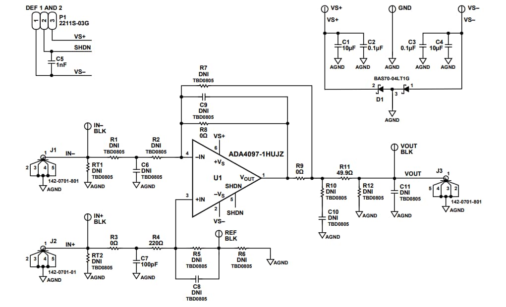 Schematic - Analog Devices Inc. EVAL-ADA4097-1 Evaluation Kit Schematic - Analog Devices Inc. EVAL-ADA4097-1 Evaluation Kit
