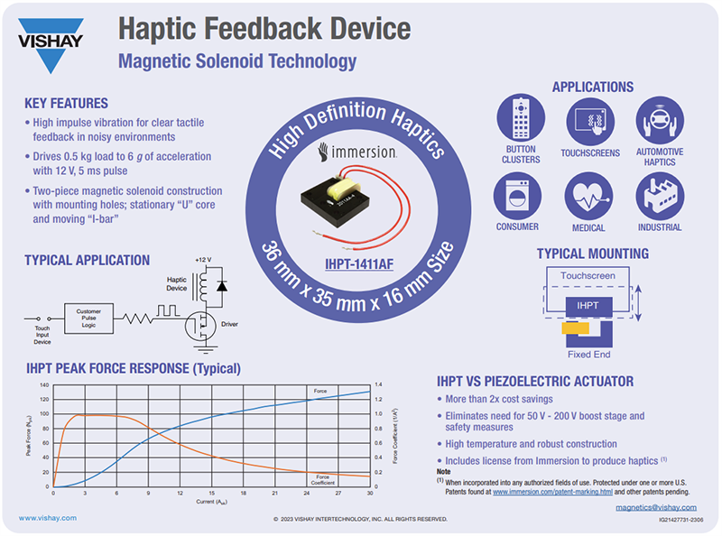 IHPT1411AFABx Haptic Feedback Actuators Vishay / Dale Mouser